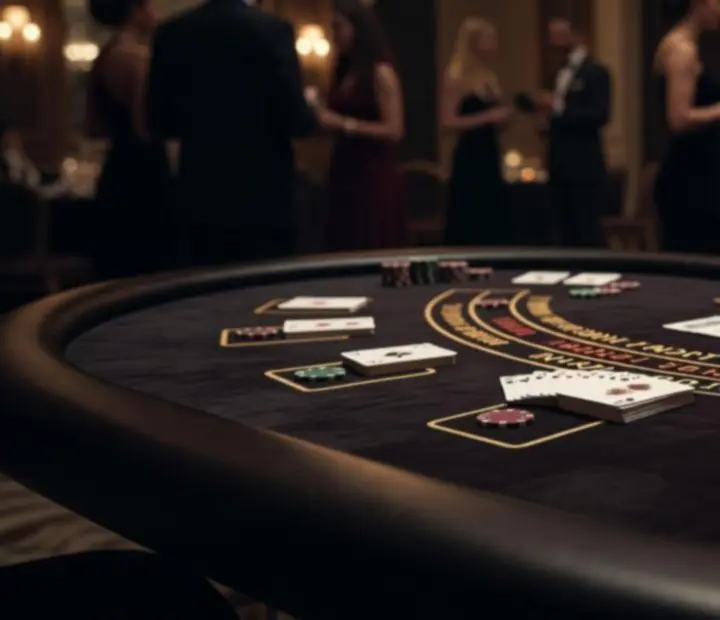 Prémium minőségű blackjack asztal sötét textúrákkal és arany szegélyekkel